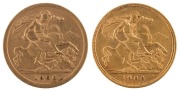 Coins - Australia: 1906 & 1908 Half Sovereigns, Edward VII, St. George reverse, Sydney, VF/VF+. (2).