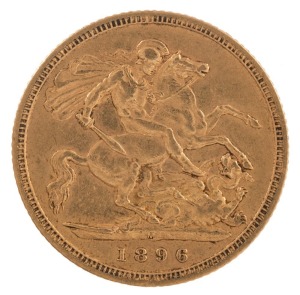 Coins - Australia: 1896 Half Sovereign, Veiled head, St. George reverse, Melbourne, VF.