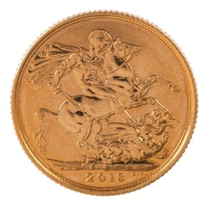 Coins - World: Great Britain: 2013 Sovereign, Elizabeth II, St. George reverse, Unc.