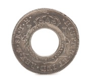 1813 HOLEY DOLLAR (FIVE SHILLINGS): struck on Charles IIII Mexico City Mint 1806 Eight Reales. Very Fine. The "Ashburner" example, #1808/10 at page 63 in the Mira and Noble Listing (March 1988). - 2