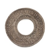 1813 HOLEY DOLLAR (FIVE SHILLINGS): struck on Charles IIII Mexico City Mint 1806 Eight Reales. Very Fine. The "Ashburner" example, #1808/10 at page 63 in the Mira and Noble Listing (March 1988). - 5