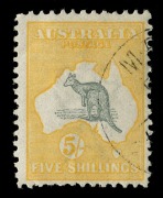 Kangaroos - First Watermark: ½d - 5/- (excl. 6d) CTO examples from a Specimen set; mixed centring and perfs; top value fine. (11). - 2