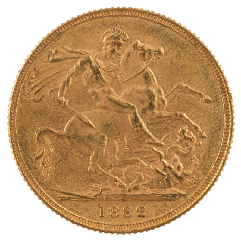 Coins - Australia: 1882 Sovereign, Young head, St. George reverse, Sydney, aUnc.