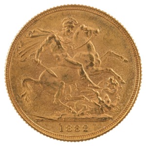 Coins - Australia: 1882 Sovereign, Young head, St. George reverse, Sydney, aUnc.