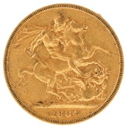 Coins - World: Great Britain: 1880 & 1884 Sovereigns, Young head, St. George reverse, VF. (2). - 4