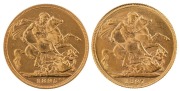 Coins - World: Great Britain: 1895 & 1897 Sovereigns, Veiled head, St. George reverse, EF/Unc. (2).