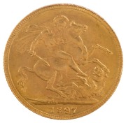 Coins - World: Great Britain: 1893, 1894, 1895, 1896, 1897 & 1898 Sovereigns, Veiled head, St. George reverse, VF/EF. (6). - 10