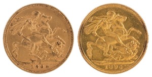 Coins - Australia: 1894 Sovereigns, Veiled head, St. George reverse, Sydney, VF/EF. (2).