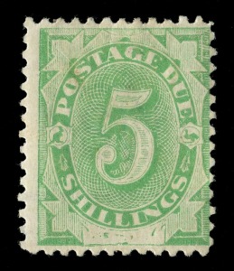 Postage Dues: 1902 (SG.D8) 5/- emerald-green, with variety "Portions of letters NSW showing", Mint. [BW: D11f - $500].