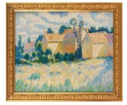 NORMAN LLOYD (1897-1985), attributed (farmhouse in landscape), oil on board,  ​​​​​​​45 x 55cm, 57 x 65cm overall