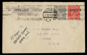 Aerophilately & Flight Covers: 2 June 1924 (AAMC.71) Adelaide - Sydney flown cover, carried on the first A.A.S. flight via Mildura, Hay and other intermediates. Cat.$550.