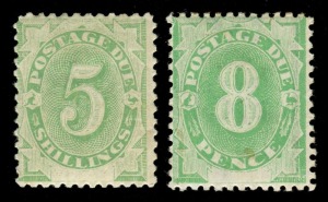 Postage Dues: 1902 (SG.D7-8) 8d emerald-green and 5/- dull green, (2) Mint. Cat.£325.