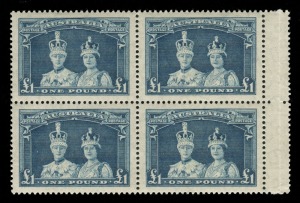 1949 (SG.178a) £1 Robes (Thin paper) marginal blk.(4) superb MUH.