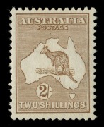 Kangaroos - Second Watermark: 2/- Light Brown, superbly centred, fresh MLH. BW:36 - $1500.