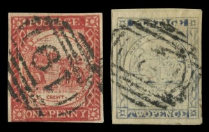 NEW SOUTH WALES: 1850-1903 Collection on Seven Seas album pages with used imperf Sydney Views 1d (2, 'No Clouds' & 'Clouds'), 2d & 3d (2), Laureates 1d (3), 2d (2, one apparently unused) & 3d, Large Diadems to 1/- (5d & 8d cut-down later issues) including 6d (3, one an unused forgery), 6d 'Registered' (2); perforated issues incl. 6d 'Registered' (2), 1885 optd 'POSTAGE' long stamps 5/- & 10/- (2), 20/- Carrington; also useful mint oddments throughout including 1899 6d emerald-green