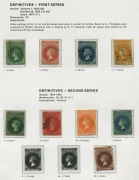 SOUTH AUSTRALIA: 1855-1912 Collection on Seven Seas album pages with used imperf 1d, 2d (2), 6d & 1/- (4 margins, fragment of adjoining stamp at base), rouletted 2d & 6d, perforated issues incl. 1870-71 3d on 4d Perf.10 Overprinted in Red, 1886-96 £15 sil - 3