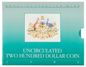 Coins - Australia: Gold: 1986 $200 Koala, Unc in presentation folder.