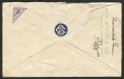 Aerophilately & Flight Covers: Mar.1923 issued (Frommer.9d) Qantas black/dark green "BY AIR MAIL" vignette commercially used on a 1926 flown cover from Blackall to Brisbane, endorsed 'Guaranteed Genuine' on the reverse. On an annotated page with a postcar - 2