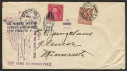 ARCTIC: 1931 (May)&nbsp;Wilkins-Ellsworth Trans-Arctic Submarine Expedition&nbsp;cover with cachet in purple & straight-line "NEW YORK TO NORTH POLE" cachet; franked with GB 1&frac12;d and USA 2c. and postmarked at New York and London.