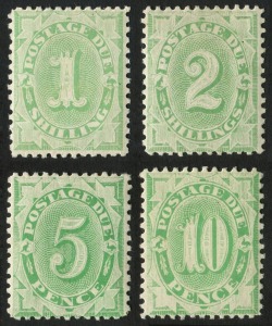 Postage Dues: 1902-04 (SG.D17-20) 5d, 10d, 1/- and 2/- singles, (4) fresh Mint. Cat.£415.