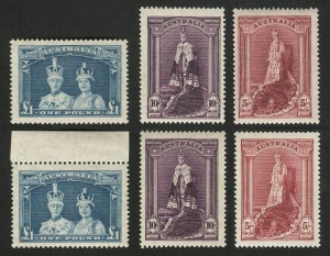 1948-49 (SG.176a-78a) Robes (Thin paper), 2 complete sets, fresh MUH. (6).