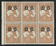 6d Chestnut, overprinted OS, marginal blk.(6) MUH. (SG.O133). Cat.$650.