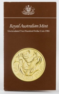 Coins - Australia: Gold: 1984 $200 Koala, Unc in presentation folder.