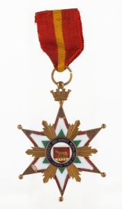 ITALY: "Gran Prix" gilt medal with enamel and original ribbon, "Esposizione Internazionali Riunite Roma 1911".