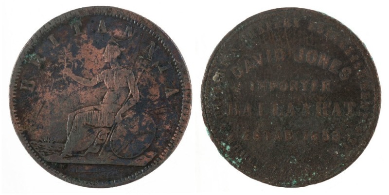 LEIGH, J.M., Sydney penny, undated (A.319), G.; and JONES, David, Ballarat penny, 1862 (A.304), G. (2).