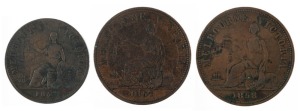 HIDE & DE CARLE, Melbourne pennies (2) and halfpenny, 1857 (A.230, 231, 233), VG/F. (3).