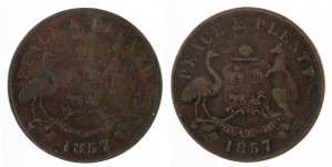 HANKS AND LLOYD, Sydney pennies, 1857 (A.190 & 191), VG/VF. (2).