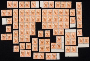 BCOF Japan: ½d Kangaroo, blocks, singles and pairs, (85+); great opportunity for study, MUH. Cat. £765+.