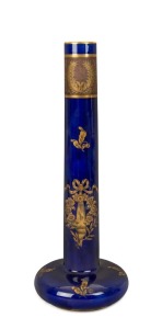 JAGET PINON antique French blue porcelain vase with gilt floral decoration, late 19th century, stamped "J.P. France" with pictorial mark, ​​​​​​​42.5cm high