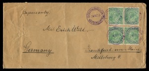 KGV Heads - Single Watermark: 1½d KGV GREEN (SG.61) POSTAL USAGES:1923-24 collection of covers, comprising single, multiple and mixed frankings, registered mail, domestic usages and mail to foreign destinations, incl single franking on maritime mail cover