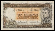 Banknotes - Australia: Star Banknotes: TEN SHILLINGS, Queen Elizabeth II,&nbsp;Coombs/Wilson (1961) AE/93 33333** star note&nbsp;(R.17SF), F.