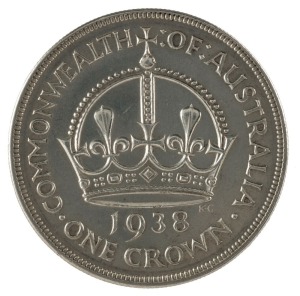 Coins - Australia: Crowns: George VI, 1938, EF.