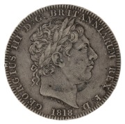 Coins - World: Great Britain: 1818 George III milled silver Crown, LIX to edge, 