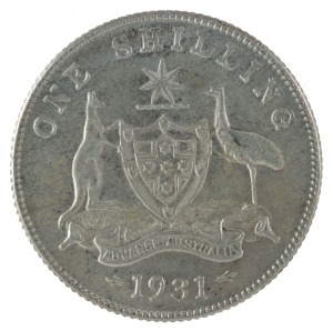 Coins - Australia: One Shilling: George V, 1931, EF.