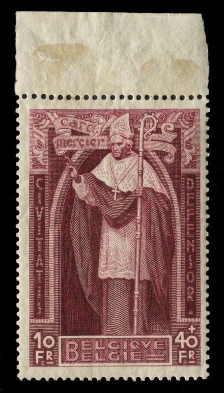 BELGIUM: 1932 10c+10c - 10Fr+40Fr Cardinal Mercier, complete set; the 4 low values and the 5Fr MLH; the rest, including the top value MUH. (9).