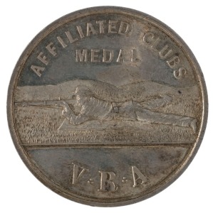VICTORIAN RIFLE ASSOCIATION: Affiliated Clubs silver medal, 38mm, obv. with supine rifleman, rev. WON BY "L. SERGt. HOWDEN / C. COY. 5th A.I.R. / SCORE 155 / 1907". 