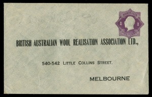 Envelopes: A group of KGV "star" type envelopes, incl. PTPO (ES41 x 3 Unused - $400 each), "POSTAGE" and CTOs. (9 items). Cat. approx. $2000. Mainly fine.