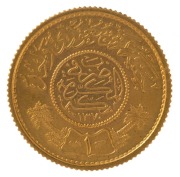 Coins - World: SAUDI ARABIA: 1950/51 One Guinea 22ct gold coin, 8gms, Unc.