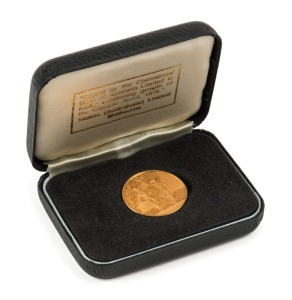 THE COMMERCIAL BANK OF AUSTRALIA LIMITED, Australian participation in the Montreal Olympics, 1976, in 22ct fine gold (25mm) (10.41g), by James Berry for Stokes. Uncirculated proof in case of issue.