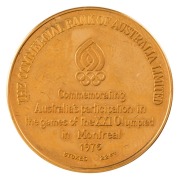 THE COMMERCIAL BANK OF AUSTRALIA LIMITED, Australian participation in the Montreal Olympics, 1976, in 22ct fine gold (25mm) (10.41g), by James Berry for Stokes. Uncirculated proof in case of issue. - 3