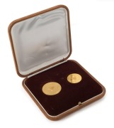 Coins - World: Bahrain: 1978 Isa Bin Salman gold Proofs "50th Anniversary of Bahrain Monetary Agency" 100 Dinars & 50 Dinars, in leather-bound case of issue; 48gms (total), 22ct. - 2