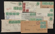 KGV Heads - Single Watermark: 1&frac12;d KGV GREEN (SG.61) POSTAL USAGES:1923-24 collection of covers, comprising single, multiple and mixed frankings, registered mail, domestic usages and mail to foreign destinations, incl single franking on maritime mail cover - 2