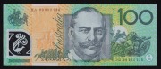 Banknotes - Australia: Decimal Banknotes: ONE HUNDRED DOLLARS, Queen Elizabeth II, Macfarlane/Evans&nbsp;(1999) HA 99852236&nbsp;(R.618b) with overall pinkish hue, especially evident on the Melba side, EF+. - 2