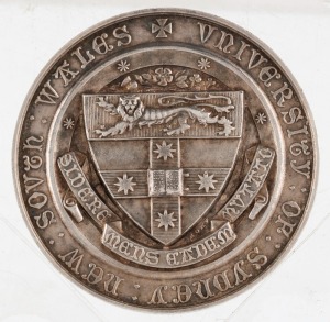 NEW SOUTH WALES UNIVERSITY OF SYDNEY, Prize Medal in silver (42mm), by Amor, reverse inscribed, 'Junior Public Examn/1896/Latin/Donald Norman McLachlan'.