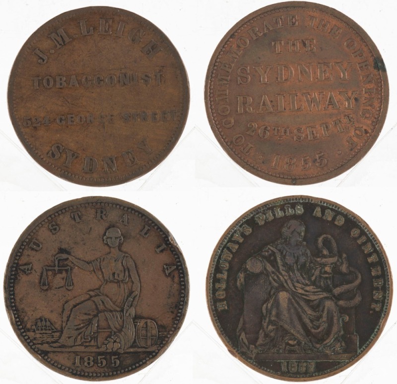 HANKS & LLOYD 1855 1d (R.179), PROFESSOR HOLLOWAY 1857 1d (R.260), J.M. LEIGH 1d (R.320), & A. TOOGOOD 1855 1d (R.558), (4) mixed condition.