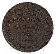 THE GREAT SOUTHERN DRAPER, NEWTOWN SYDNEY, MARCUS CLARK 1890, bronze token (19mm) by B & R London.